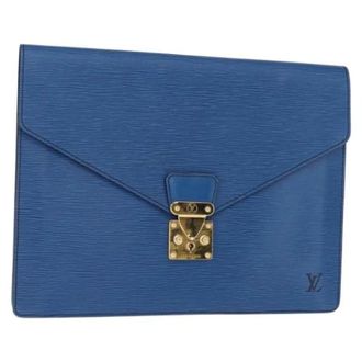 Louis Vuitton Vintage Clutches, unisex, Blue, ONE SIZE, Pre-owned Vintage Leather Clutch