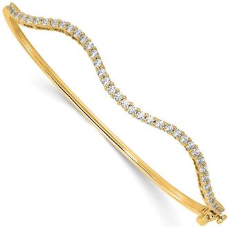 Diamond2Deal 14k Gold 1 Ct Lab Grown Diamond Fancy Wavy Bangle Bracelet