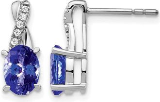 Diamond2Deal 14k White Gold Tanzanite and Diamond Earrings