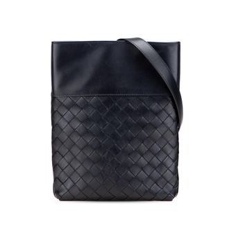 Bottega Veneta Black Nappa Intrecciato Messenger Bag