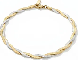 Pompeii3 Amina Anklet 18k Mixed Metal 10 6mm Total Width Herringbone Chain