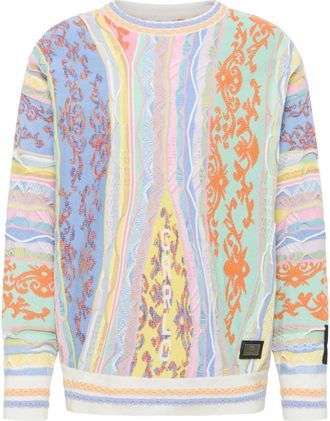 Carlo Colucci Carlo Colucci, Round-neck Knitwear, male, Multicolor, Size: M Luxury Jacquard Knit Sweater
