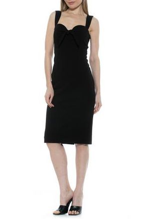 Alexia Admor Juniper Bow Front Midi Sheath Dress in Black at Nordstrom Rack, Size 10