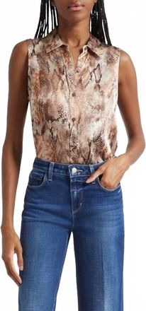 L'agence Emmy Sleeveless Blouse In Tan Multi Western Snake