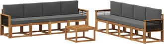 vidaXL Conjunto De Sof&aacute;s De Exterior 9 Uds. Natural Y Antracita Vidaxl
