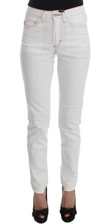 Costume National Costume National Dames Witte Katoenen Slim Fit Rechte Jeans Broek