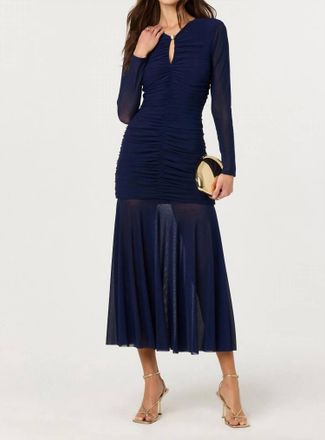 Astr Yasmine Long Sleeve Midi Dress In Navy
