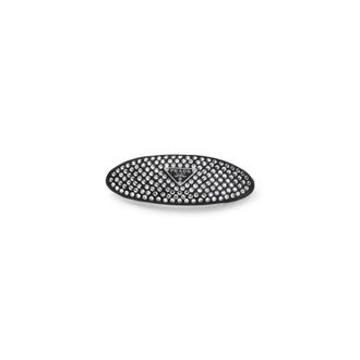 Prada Haarklip van messing - Dames - Haaraccessoires - Grijs - ONE Size - Leer - Accessoires