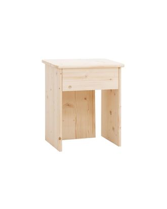 Deco Wood Mesita de noche de madera maciza en tono beige 50x42cm