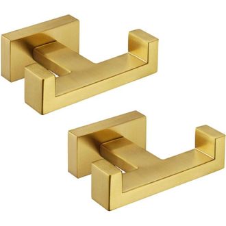 OEM Gancho Doble Para Toallas De Oro Cepillado, 2 Unidades, Toallero De Ba&ntilde;o De Acero Inoxidable Sus304, Gancho Doble Para Albornoz De Montaje En Pared -c