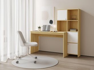 Vente-Unique Scrivania con 3 armadietti e 3 nicchie Naturale e Bianco - ALIOBINI