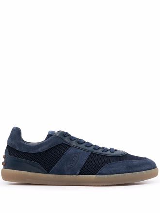 Tod's Tab logo-embossed mesh-panel sneakers - men - Calf Leather/Calf Suede/Rubber/Mesh/Calf Leather - 5.5 - Blue
