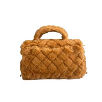 Generic Handle Tote Bag Fur Classic Leather Cover With Chain Strap, Compatible For Shoulder Sling(F)