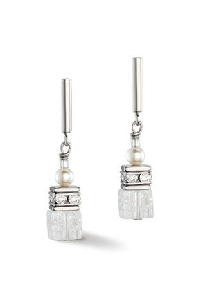 Coeur de Lion Geocube Precious Fusion Pearls Earrings in White at Nordstrom