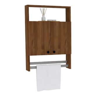 Dmora Mueble Colgante Tanagro, 2 Estantes, Apertura Abatible, 2 Puertas, 60x87h Cm Marr&oacute;n Nogal