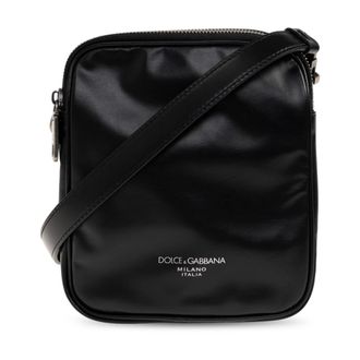 Dolce & Gabbana Messenger Bags, male, Black, Size: ONE SIZE Leather Shoulder Bag