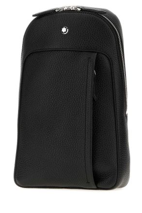 Montblanc Mens Black Leather Crossbody Bag Borse A Mano