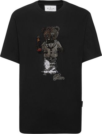 Philipp Plein Round Neck T-Shirt Teddy Crystal