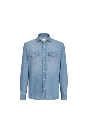 Brunello Cucinelli Easy fit shirt in Light Denim at Nordstrom, Size 5X-Large Eu