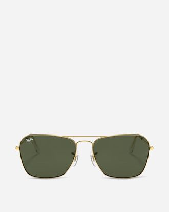 Ray-Ban Caravan Sunglasses Polished Arista Gold / G-15 Green