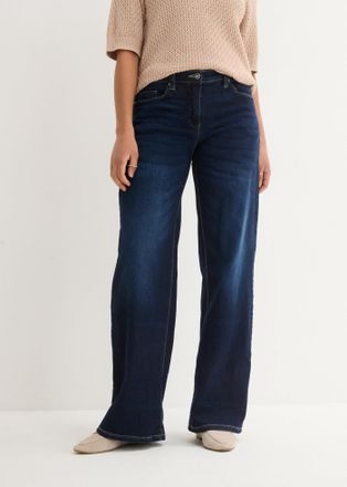 Bonprix Weite Jeans BONPRIX, Damen, Gr. 42, N-Gr, blau (nachtblau denim), Obermaterial: 95% Baumwolle, 4% Polyester, 1% Elasthan, loose fit, Jeans Weite Jeans