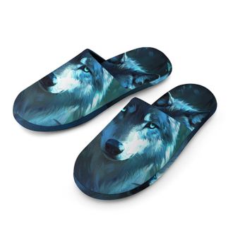 Generic Ethereal Wolf Mens House Slippers Slip Indoor Slipper On Shoes Warm Outdoor