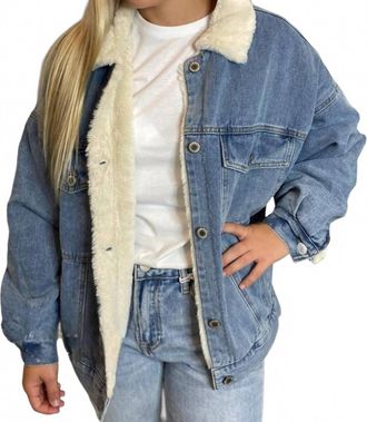Wishlist Denim Jacket With Sherpa Lining In Blue