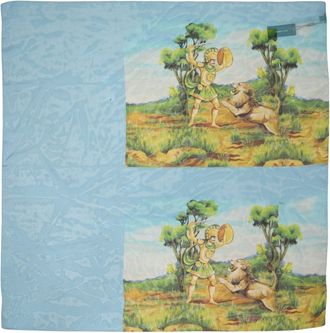 Dolce & Gabbana Light Blue Silk Landscape Foulard Womens Scarf