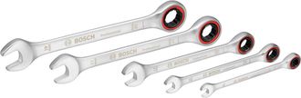 Bosch Professional Juego De Llaves De Carraca, 5 Piezas, Medidas Est&aacute;ndar De 8 Mm A 19 Mm, Acero Al Cromo-vanadio, En Bolsa De Lona Plegable - Bosch