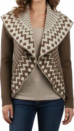 Ya Los Angeles Long Sleeve Ribbed Cardigan In Brown