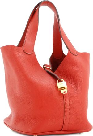 Herm&egrave;s Picotin Lock Bag Clemence MM bucket bag - Rosso