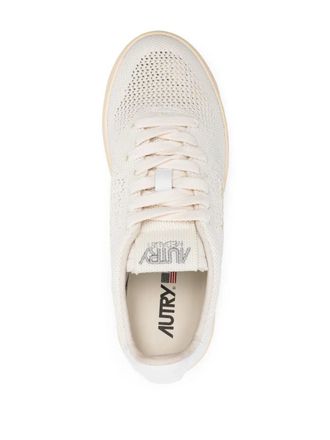 Autry Open-Knit Logo-Patch Sneaker - White