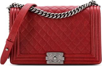 Chanel Boy Flap Bag Quilted Caviar New Medium crossbody bag - Rood