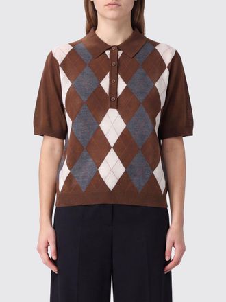 Semicouture Argyle Virgin Wool Knit Polo Shirt