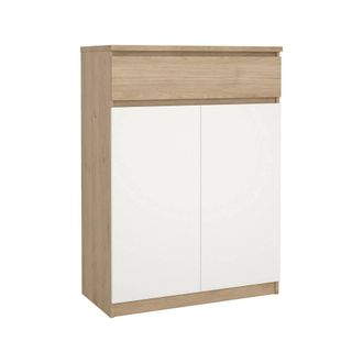 Dmora Dmora - Zapatero Angilops, Zapatero, Armario De Entrada Multiusos, Zapatero, 80x40 H111 Cm, Roble Y Blanco