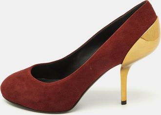Giuseppe Zanotti Burgundy Suede Metal Heel Platform Pumps
