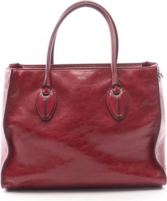 Tod's Bordeaux Leather Handbag Tote Bag (Pre-Owned)
