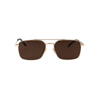 Gucci Specialized Fit Rechthoekige Zonnebril - Heren - Accessoires - Geel - Maat: 58 MM