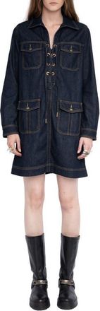 Zadig&Voltaire Remacha Long Sleeve Denim Dress in Brut at Nordstrom, Size X-Small Regular