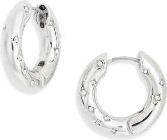 Nordstrom Rack Scattered Crystal Hoop Earrings in Silver at Nordstrom Rack