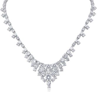 Kenneth Jay Lane Round Cubic Zirconia Graduated Drop Necklace in Silver at Nordstrom Rack, Size 16