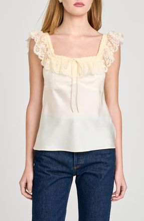 Wayf Ella Lace Trim Camisole in Antique Ivory at Nordstrom, Size X-Small