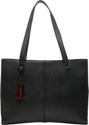 Chanel Black Grained Calfskin Shoulder Bag Tote Bag (Pre-Owned)