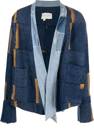 Greg Lauren patchwork short coat - men - Cotton/Wool/Linen/Flax/Rayon - 2 - Blue