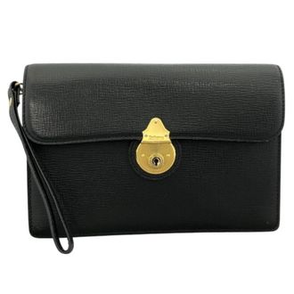 Burberry Black Leather Clutch Bag (Pre-Owned)