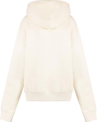 Jil Sander Womens Ribbed Cotton Hoodie Cream Hoodies