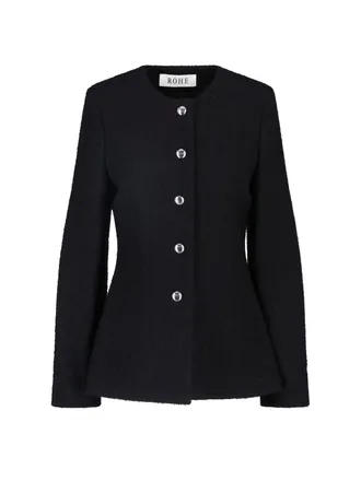 R&oacute;he Round Neck Tailored Virgin Wool Blazer