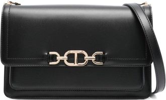 Twin-Set Structured Black Shoulder Bag With Gold-Tone Clasp