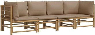 vidaXL Vidaxl - Set De Muebles De Jard&iacute;n 4 Piezas Bamb&uacute; Y Cojines Gris Taupe