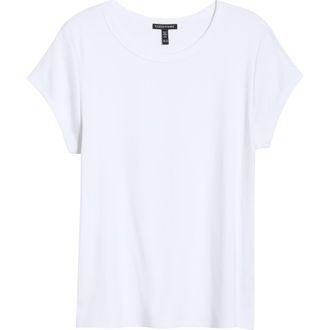 Eileen Fisher Rib Crewneck Organic Cotton T-Shirt in White at Nordstrom, Size 2 X